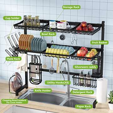 1Easylife Over The Sink Dish Drying Rack - 3 Tier Stainless Steel Solution