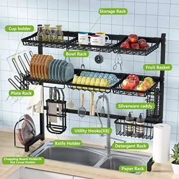1Easylife Over The Sink Dish Drying Rack - 3 Tier Stainless Steel Solution