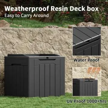 Greesum 31 Gallon Weatherproof Deck Box for Outdoor Storage