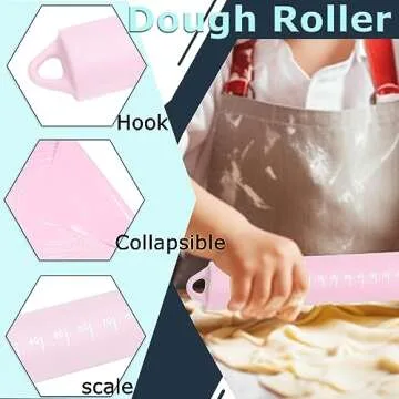 Rolling Pin Silicone Baking Pastry Mat Set,Pizza Dough Roller Baking Mat for Rolling Dough Non Slip Extra Large with Measure,Kitchen Counter Mat for Pie,Crust,Cookies,Bread,Pastries,Pasta, 15.7" x 24"
