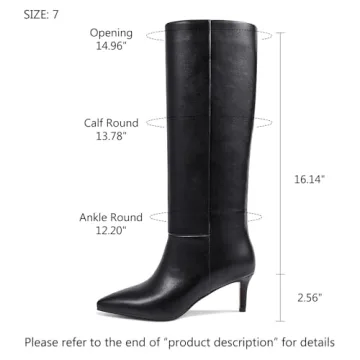 wetkiss Black Knee High Boots for Women Knee High Kitten Heel Boots Stiletto Pointed Toe Knee High Boots Black Boots for Women Black Tall Boots Womens Long Boots Black Thigh High Wide Calf Boots
