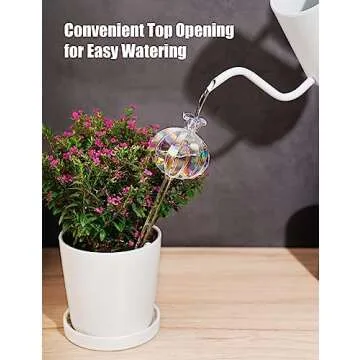NiHome Plant Watering Globes 2-Pack, Iridescent Glass Cactus Self Watering Globe, Glass Waterer for ...