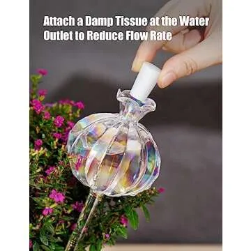 NiHome Plant Watering Globes 2-Pack, Iridescent Glass Cactus Self Watering Globe, Glass Waterer for Potted Plants - 4.7OZ/140 ML Capacity Automatic Mini Irrigation System, Adorable Gardening Gift
