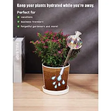 NiHome Plant Watering Globes 2-Pack, Iridescent Glass Cactus Self Watering Globe, Glass Waterer for Potted Plants - 4.7OZ/140 ML Capacity Automatic Mini Irrigation System, Adorable Gardening Gift