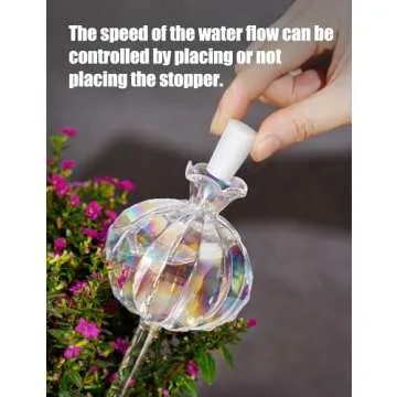 NiHome Plant Watering Globes 2-Pack, Iridescent Glass Cactus Self Watering Globe, Glass Waterer for Potted Plants - 4.7OZ/140 ML Capacity Automatic Mini Irrigation System, Adorable Gardening Gift