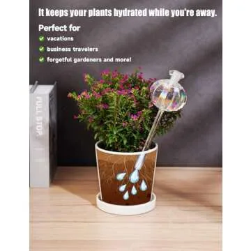 NiHome Plant Watering Globes 2-Pack, Iridescent Glass Cactus Self Watering Globe, Glass Waterer for Potted Plants - 4.7OZ/140 ML Capacity Automatic Mini Irrigation System, Adorable Gardening Gift