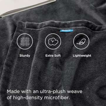 Bedsure Fleece Throw Blanket Dark Grey - 300GSM Blankets for Couch, Sofa, Bed, Soft Lightweight Plush Cozy Throws for Toddlers