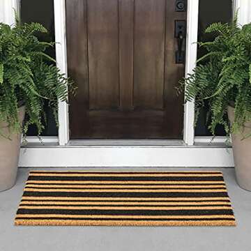 mDesign Rectangular Coir and Rubber Entryway Doormat with Natural Fibers for Indoor or Outdoor Use -...