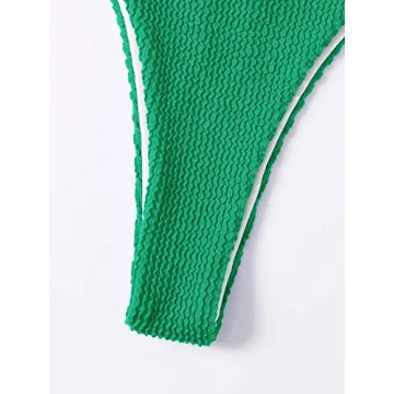 Stylish MakeMeChic Women's High Cut Bikini Set in Green