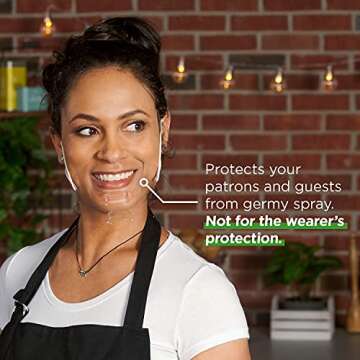 Ultralight Mask (10 Masks) Transparent Hygienic Open Face Shield for Foodservice, Hospitality, and Retail – Anti-Fog, Reusable, Clear Face Mask with Chin Rests