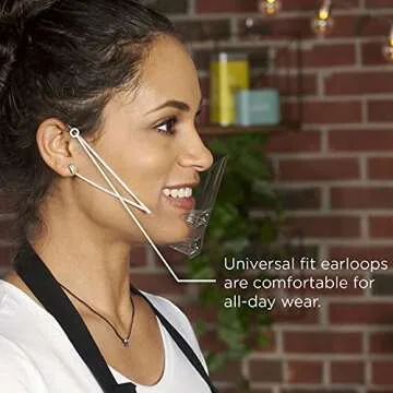 Ultralight Mask (10 Masks) Transparent Hygienic Open Face Shield for Foodservice, Hospitality, and Retail – Anti-Fog, Reusable, Clear Face Mask with Chin Rests