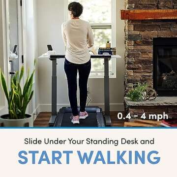 LifeSpan Fitness – TR5000-DT3 Under Desk Walking Pad Treadmill for Home Workout & Office Use, Whisper Quiet Under Table Treadmill, 0.4 to 4.0 mph Portable Treadmill, LED Retro Console