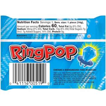 Ring Pop Individually Wrapped Blue Raspberry 30 Count Bulk Lollipop Pack – Blue Raspberry Flavored Lollipop Suckers for Kids - Fun Candy Bulk for Gender Reveal Parties, Bachelorettes, & Party Favors