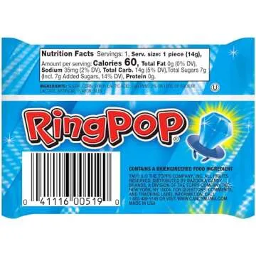 Ring Pop Individually Wrapped Blue Raspberry 30 Count Bulk Lollipop Pack – Blue Raspberry Flavored Lollipop Suckers for Kids - Fun Candy Bulk for Gender Reveal Parties, Bachelorettes, & Party Favors