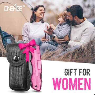 Gifts for Women Wife Best Friend Girlfriend Her, Pin-k Multitool Knife - Christmas Birthday Gifts for Women, Anniversary, Bridesmaid Gifts, Gifts for Women Who Have Everything, Mothers Day Gifts