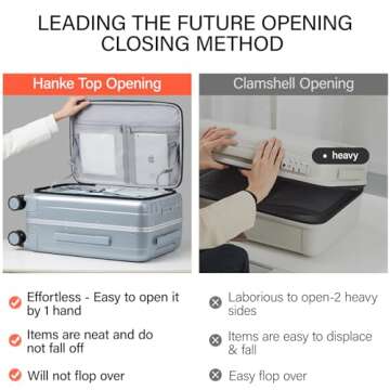 Hanke 24 Inch Checked Luggage with Spinner Wheels PC Hard Shell Suitcases Top Open Aluminum Frame Travel Luggage Rolling Suitcase for Woman Men.(Grey)