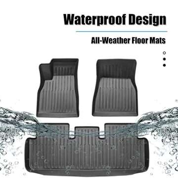 KIKIMO Floor Mats for Tesla Model S & Model S Plaid 2021-2023 2024, for Tesla Model S Accessories, All Weather Floor Mat Front Rear Cargo Liner Mat, OEM Waterproof Anti-Slip Floor Mat Custom Fit