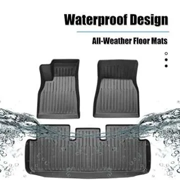 KIKIMO Floor Mats for Tesla Model S & Model S Plaid 2021-2023 2024, for Tesla Model S Accessories, All Weather Floor Mat Front Rear Cargo Liner Mat, OEM Waterproof Anti-Slip Floor Mat Custom Fit