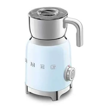 SMEG Retro 50's Style Milk Frother with 2 Disks 6 Preset Programs Hot or Cold Frothing and Induction Heating (Pastel Blue)