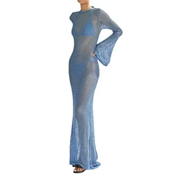 Trendy ROAONOCOMO Crochet Maxi Dress for Women