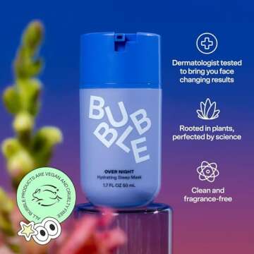 Skincare Bubble Overnight Hydrating Sleep Cream Mask, Cruelty-free skincare - Leave-on Mask, All Skin Types, 1.7 fl oz/ 50mL.