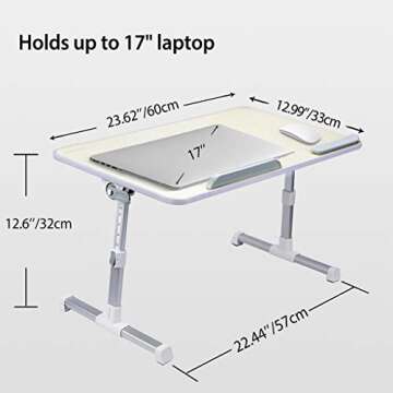 [Large Size] Neetto TB101L Adjustable Laptop Bed Table, Portable Standing Desk, Foldable Sofa Breakfast Tray, Notebook Stand Reading Holder for Couch Floor Kids - Honeydew