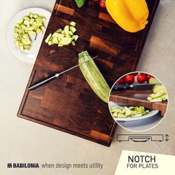 American Black-Walnut Cutting Board (ExtraThick 1,7"), Premium Quality & Professional Butcher Block. Heavy duty end-grain wood chopping board (Oil bottle & Plate included)