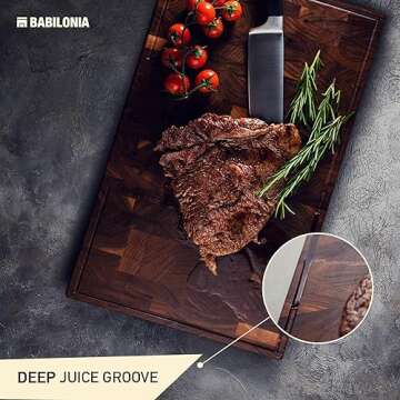 American Black-Walnut Cutting Board (ExtraThick 1,7"), Premium Quality & Professional Butcher Block. Heavy duty end-grain wood chopping board (Oil bottle & Plate included)