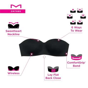 Maidenform Wireless Strapless Comfort Bra for Women