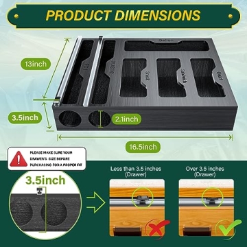 KOCWELL Bamboo Bag Organizer & Plastic Wrap Dispenser