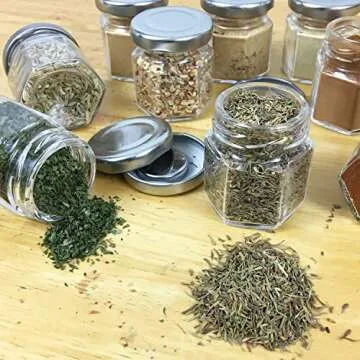 Magnetic Glass Spice Rack With Hexagon Jars - 15 Pack