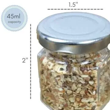 Magnetic Glass Spice Rack With Hexagon Jars - 15 Pack