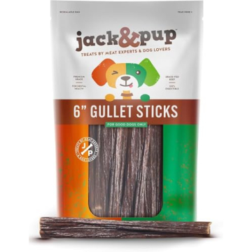 Jack&Pup 6-inch Gullet Sticks for Dogs – Odor Free Joint Health Support Dog Chews – Fresh and Sa...