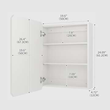 Bathroom Medicine Cabinet Mirror 20 x 26 inch Bathroom Mirror with Storage Wall Mounted Medicine Mir...