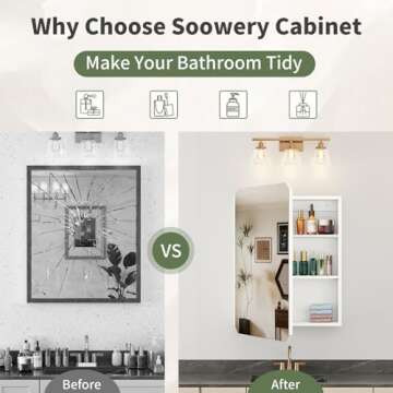 Bathroom Medicine Cabinet Mirror 20 x 26 inch Bathroom Mirror with Storage Wall Mounted Medicine Mirror Cabinet Wood Organizer with Single Frameless Mirror Door Farmhouse Bathroom Storage Cabinet