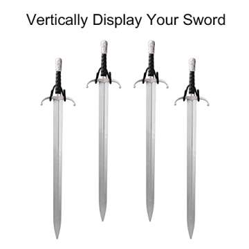 LEVOSHUA 4 Pack Small Adjustable Sword Wall Mount Display Rack Stand Holder Hook Hanger for Sword, Dagger, Axe, Keyblade Vertical or Horizontal Display