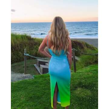 XIUMAO Orange Blue Sequin Prom Dresses for Womens 2025 Spaghetti Straps Bodycon Cocktail Dresses Gra...