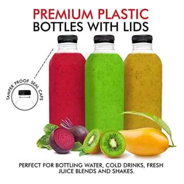 16oz BPA-Free Plastic Juice Bottles with Caps for Meal Prep