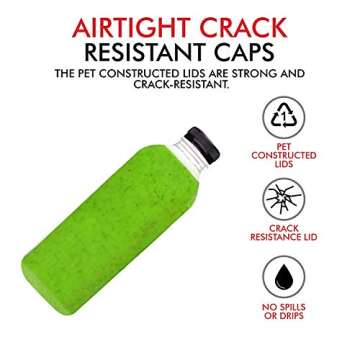 Empty Plastic Juice Bottles Bulk with Caps for Juicing & Smoothies, Reusable Clear , 16 Ounce Drink Containers for Mini Fridge, Juicer Shots, Small 16 oz (12 Pack)