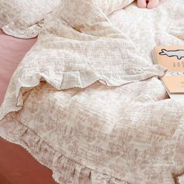 BuLuTu Muslin Cotton Kids Duvet Cover - Floral Design