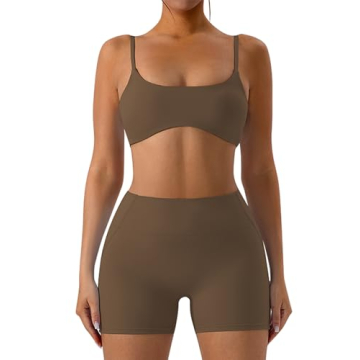 ABOCIW Women's Workout Set Padded Bra High Waist Shorts Outfit