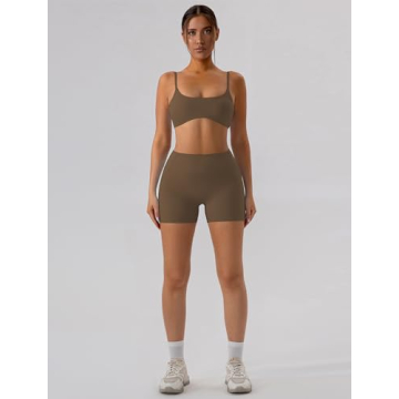 ABOCIW Women's Workout Set Padded Bra High Waist Shorts Outfit