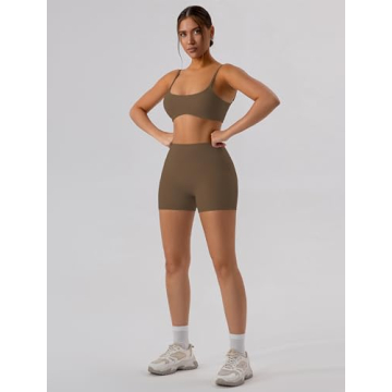 ABOCIW Women's Workout Set Padded Bra High Waist Shorts Outfit