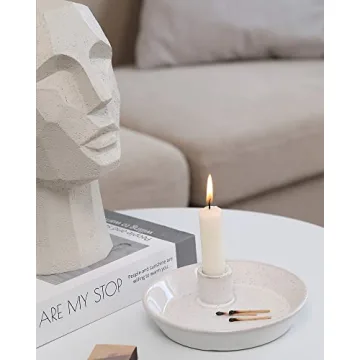 Stylish DN DECONATION Ceramic Candle Holder with Tray