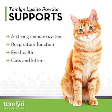 Tomlyn Immune Support Daily L-Lysine Supplement, Fish-Flavored Lysine Powder for Cats and Kittens, 3...