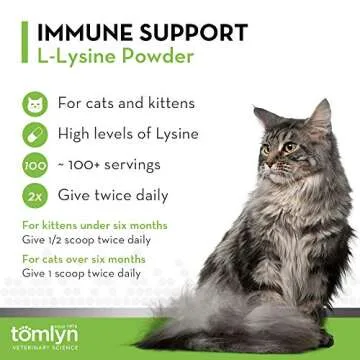 Tomlyn Immune Support Daily L-Lysine Supplement, Fish-Flavored Lysine Powder for Cats and Kittens, 3.5oz