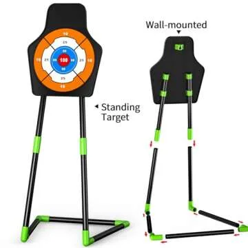 TEMI 2 Pack Archery Set - Includes 2 Bows, 20 Suction Cup Arrows & 2 Quivers & Standing Target, Outdoor Light Up Toys for Kids Boys Girls