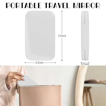 Travel Makeup Mirror -1x/8x Magnifying Mirror- 3 Color Lighting with LED - Pocket Mirror Double Sided Dimmable USB Recharaeable Touch Screen Portable Compact Travel Essential (White)