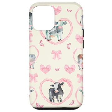 iPhone 15 Cute Bow Cows Case - Stylish Protection for Your Phone