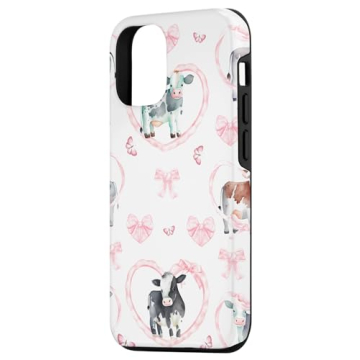 iPhone 15 Cute Bow Cows Case - Stylish Protection for Your Phone
